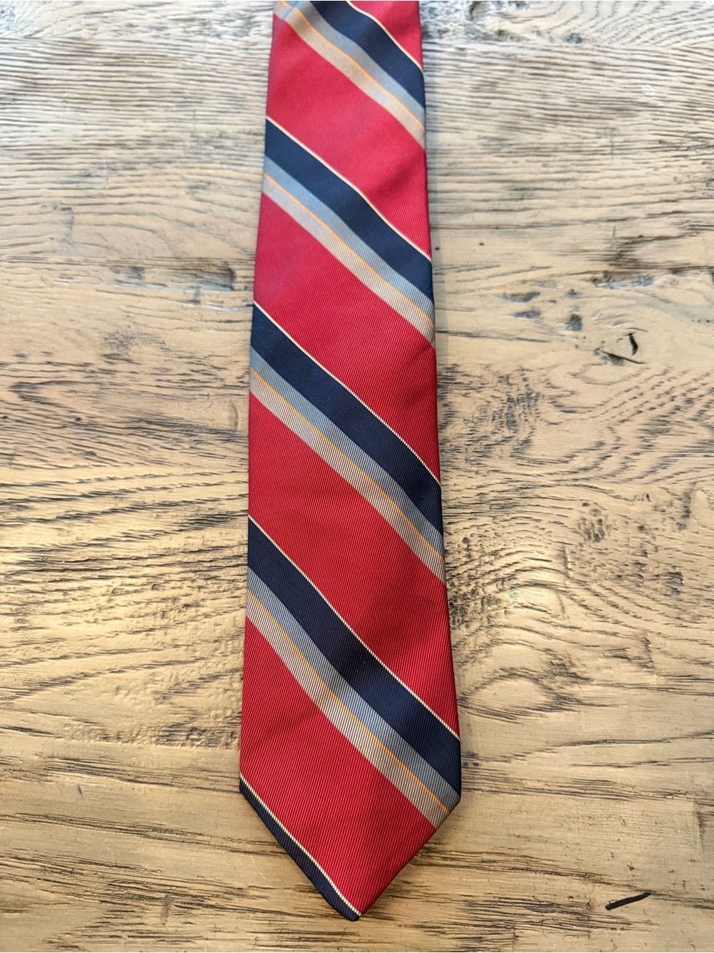 Robert Talbott Red Navy and Cream Diagonal Stripe Silk Tie